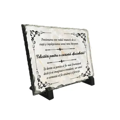 Felicitari pentru o cariera deosebita, piatra ardezie personalizata, cu mesaj model pa001